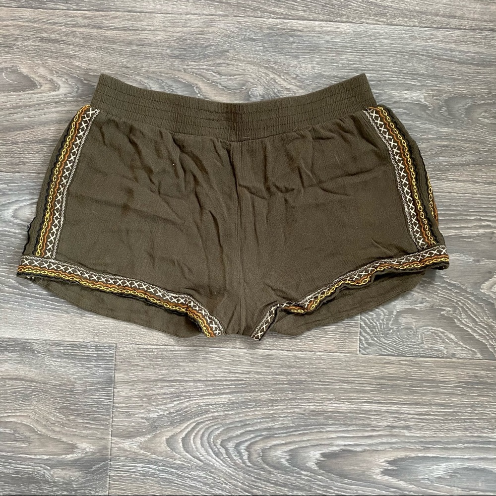 Army Green Cotton Lounge Shorts